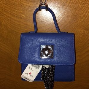 Clutch or cross body purse with gun metal chain